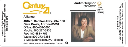 Custom water bottle label example